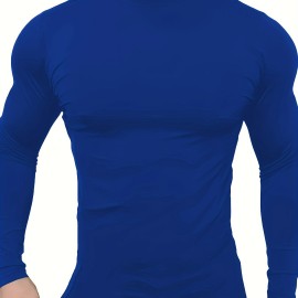 Men's Casual Pullover Shirts Long Sleeve Slim Fit Basic Solid Lightweight Turtleneck T-Shirt