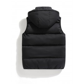 Men's solid Hooded Puffer Vest for autumn and winter