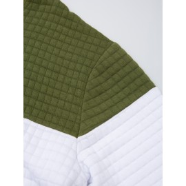 Three Color Block  Trendy Sweatshirt, Men's Casual Classic Design Crew Neck Pullover Sweatshirt For Men Fall Winter