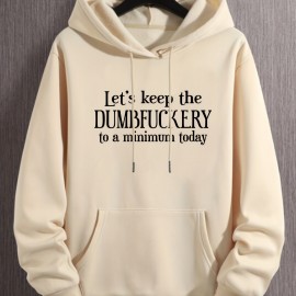 DUMFUCKERY Print Hoodies For Men, Graphic Hoodie With Kangaroo Pocket, Comfy Loose Trendy Hooded Pullover, Mens Clothing For Autumn Winter