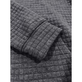 Waffle Pattern Hoodie, Cool Hoodies For Men, Men's Casual Solid Pullover Hooded Sweatshirt With Kangaroo Pocket Streetwear For Winter Fall, As Gifts