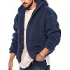 Cool Fluffy Solid For Men, Men's Casual   Polar Fleece Pullover Hooded Sweatshirt With Zipper Streetwear For Winter Fall, As Gifts